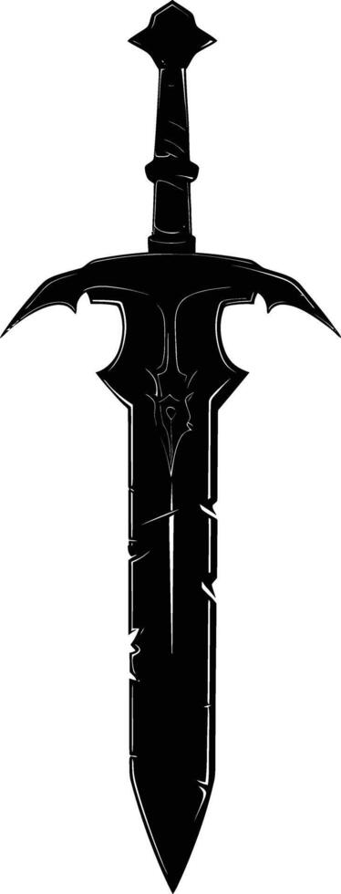 AI generated Silhouette dagger or mini short sword in mmorpg game black color only vector