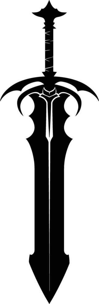 AI generated Silhouette dagger or mini short sword in mmorpg game black color only vector