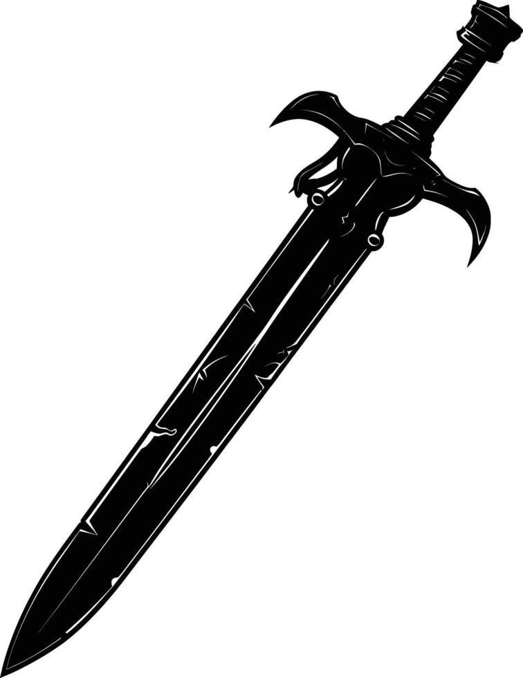 ai generado silueta daga o mini corto espada en mmorpg juego negro color solamente vector