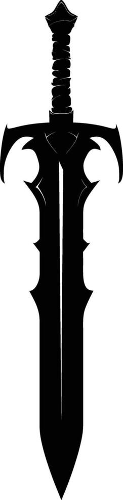 AI generated Silhouette dagger or mini short sword in mmorpg game black color only vector