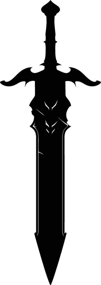 AI generated Silhouette dagger or mini short sword in mmorpg game black color only vector