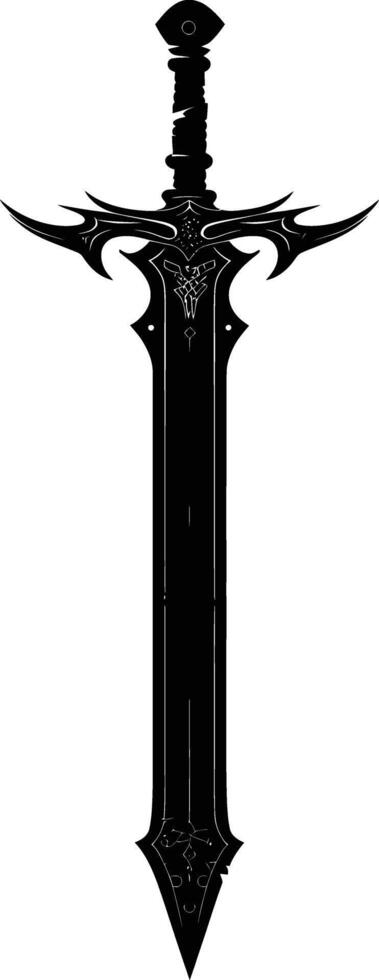 AI generated Silhouette dagger or mini short sword in mmorpg game black color only vector