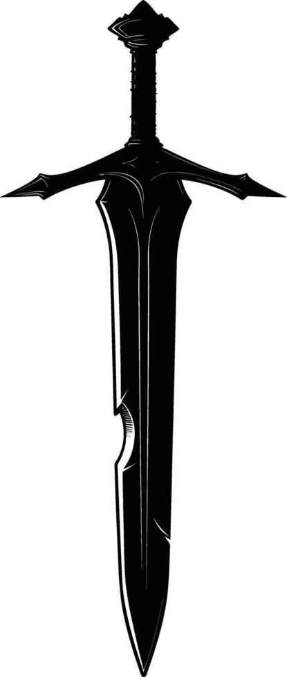 AI generated Silhouette dagger or mini short sword in mmorpg game black color only vector