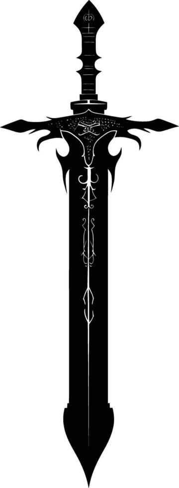 AI generated Silhouette dagger or mini short sword in mmorpg game black color only vector