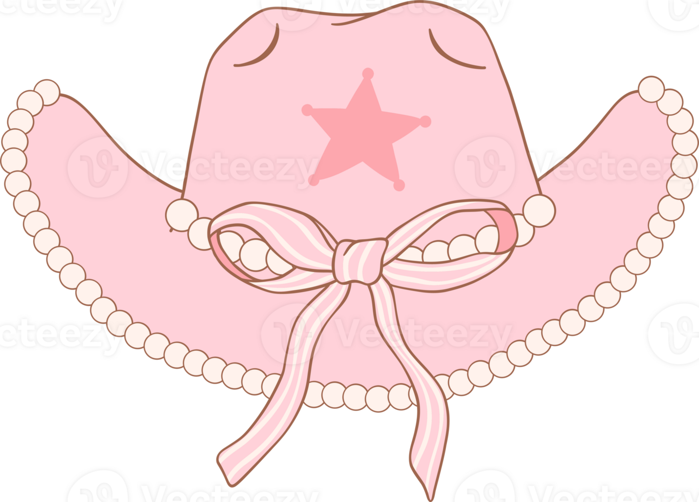 Coquette Cowgirl hat with pink ribbon bow 38022579 PNG