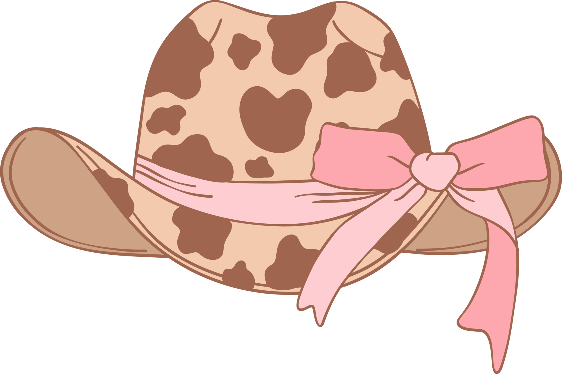 Coquette Cowgirl hat with pink ribbon bow 38022581 PNG