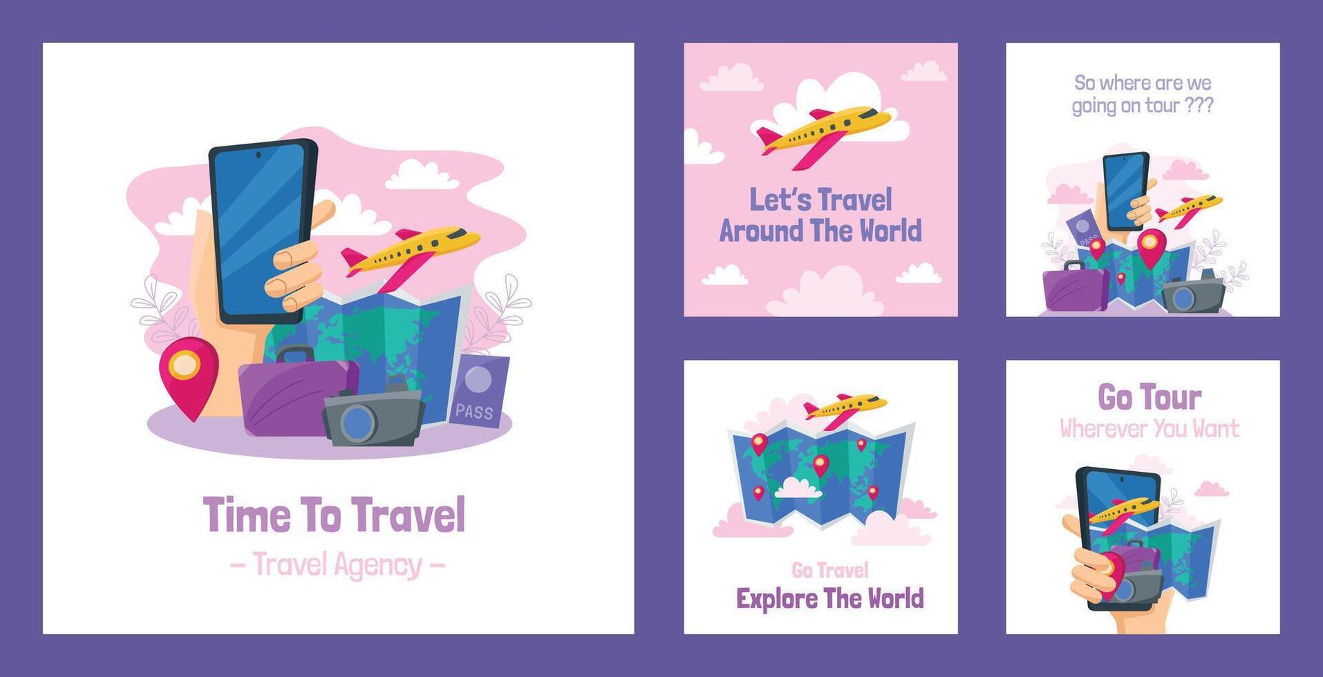 Flat Travel IG Post vector