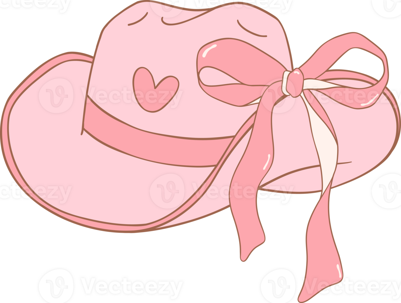 Coquette Cowgirl hat with pink ribbon bow 38022603 PNG