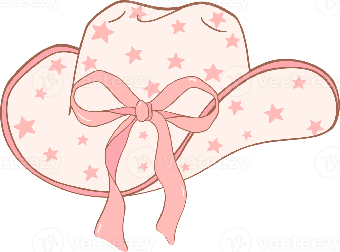 Coquette Cowgirl hat with pink ribbon bow 38022604 PNG