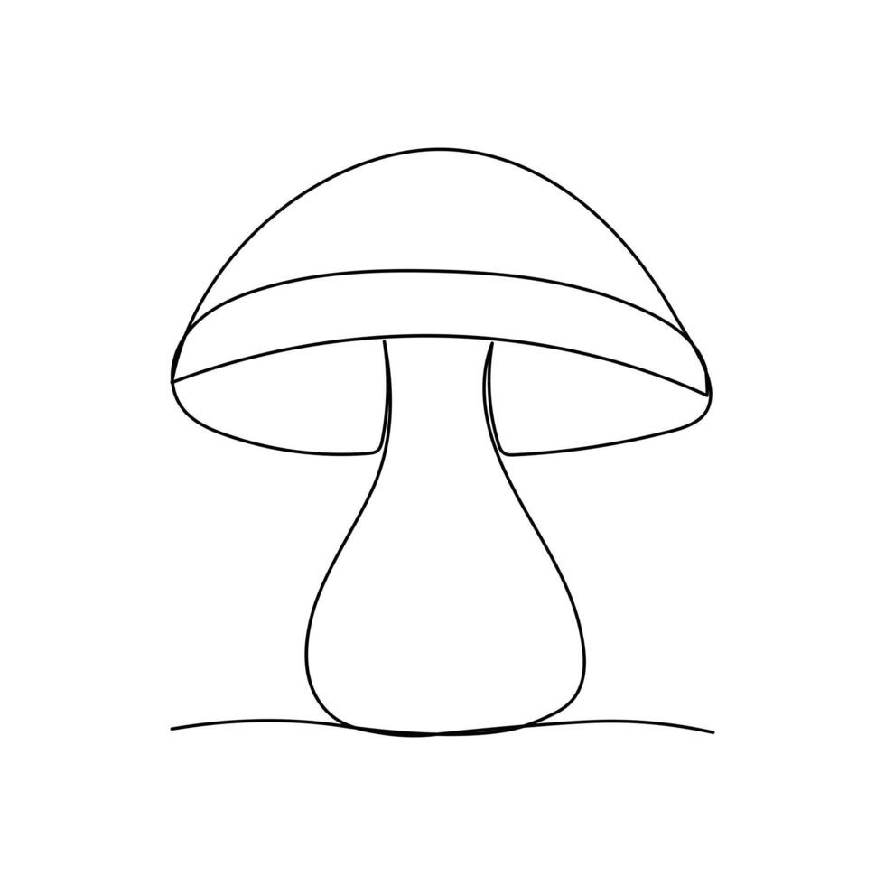 Continuous one line drawing of mushroom vector art illustration minimalist design