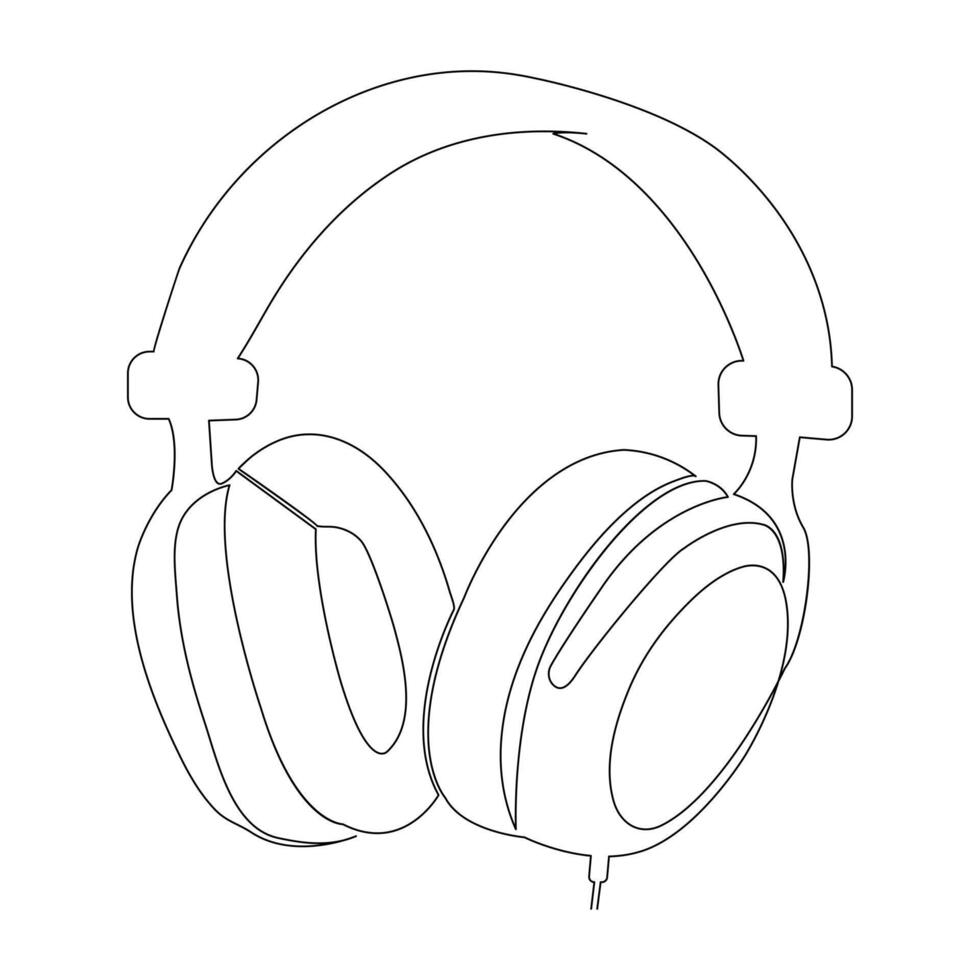 Headphone oneline continuous outline vector art drawing and simple one line minimalist illustration design.