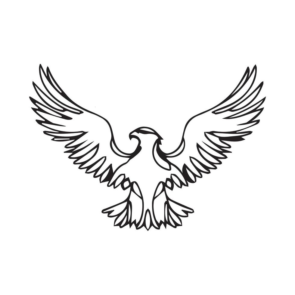 un águila pájaro de presa movimiento volador y mundo fauna silvestre día concepto contorno vector ilustración