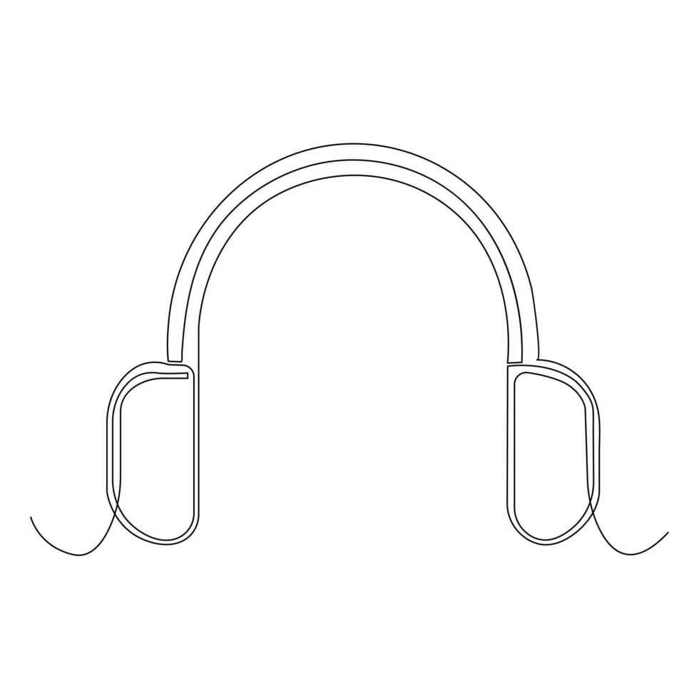 Headphone oneline continuous outline vector art drawing and simple one line minimalist illustration design.