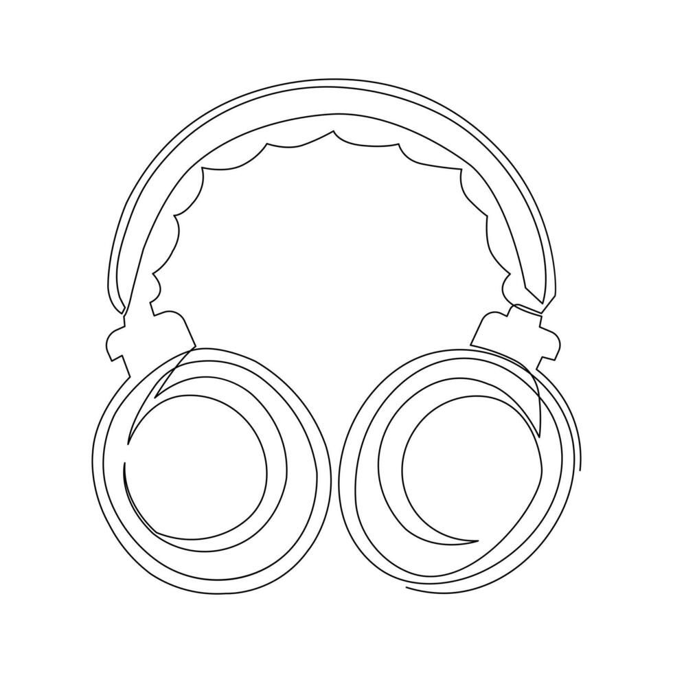 Headphone oneline continuous outline vector art drawing and simple one line minimalist illustration design.