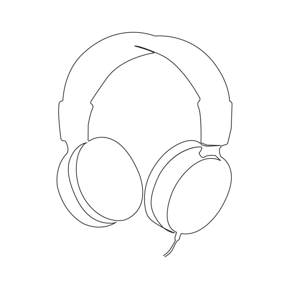 Headphone oneline continuous outline vector art drawing and simple one line minimalist illustration design.