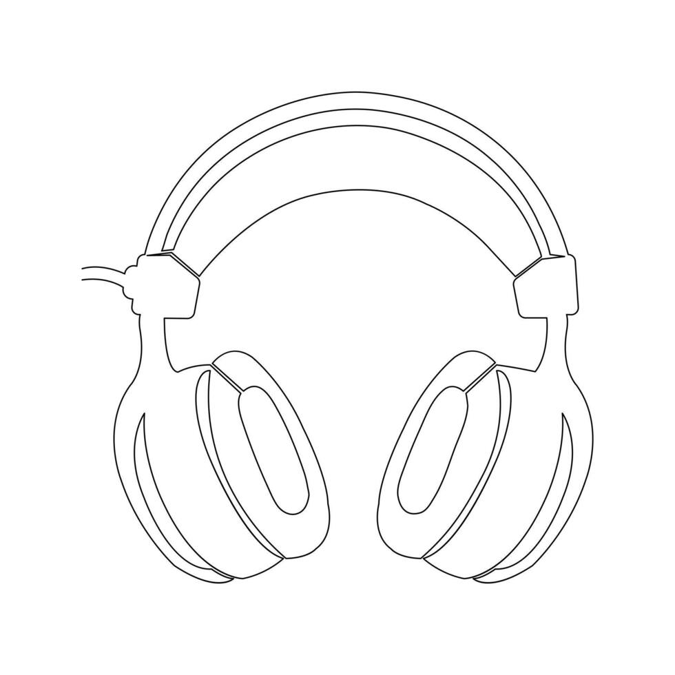 Headphone oneline continuous outline vector art drawing and simple one line minimalist illustration design.