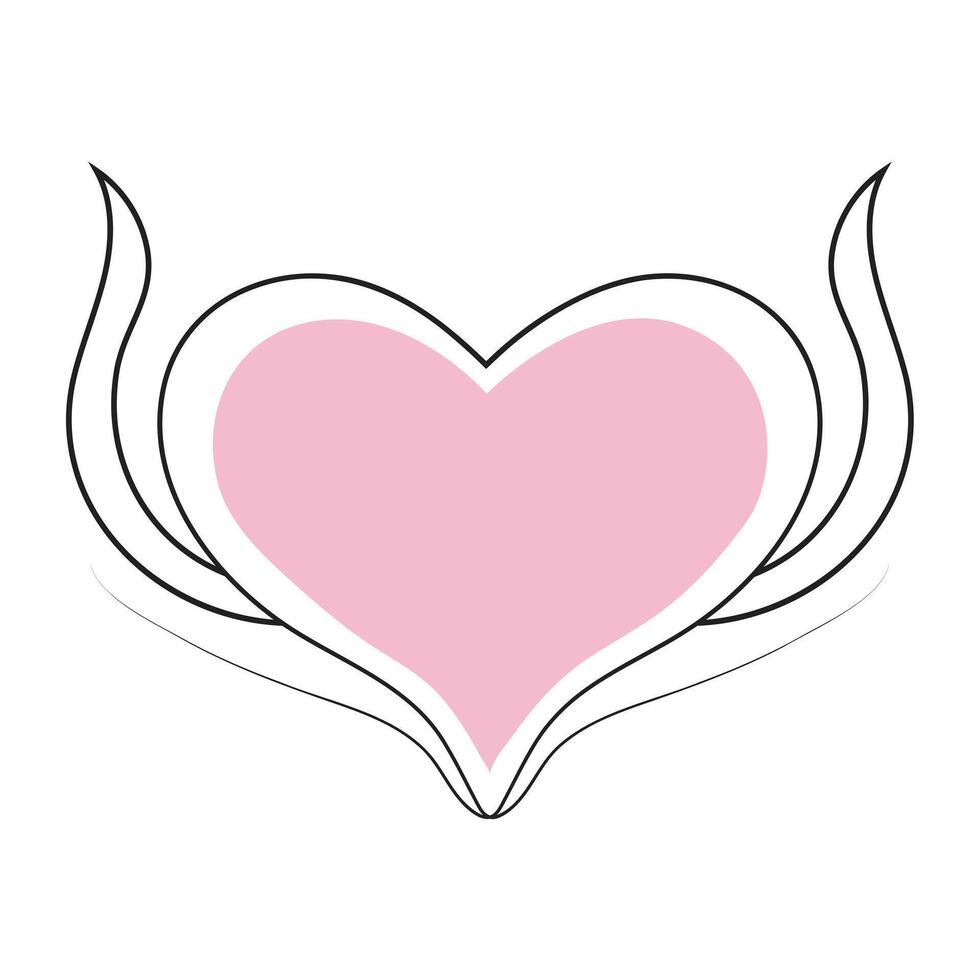 Heart shape Romantic symbol illustration continuous drawing single line art vector