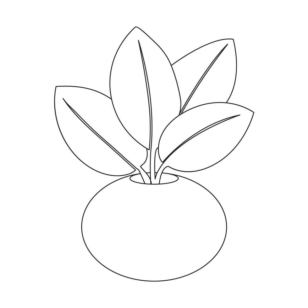 Continuous one line drawing of home plant tree in a pot outline vector art illustration