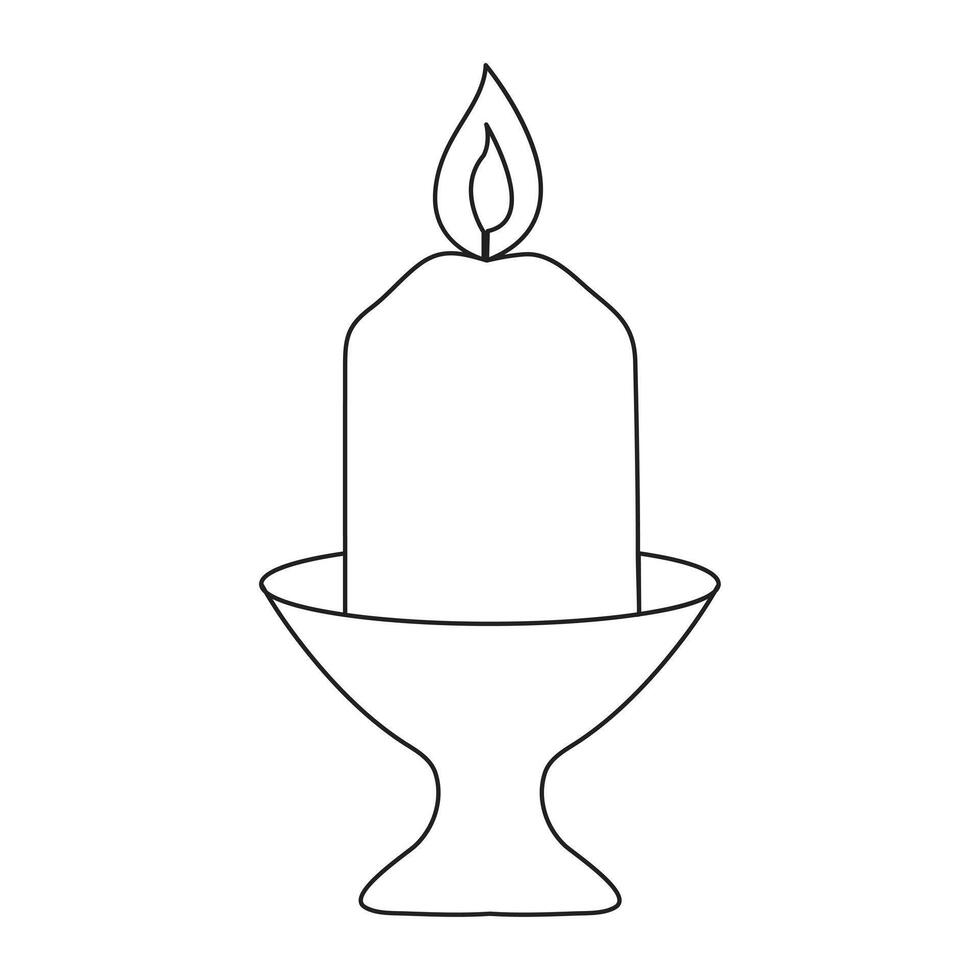 continuous One line lightning candle symbol concept and Silhouette vector art illustration design.