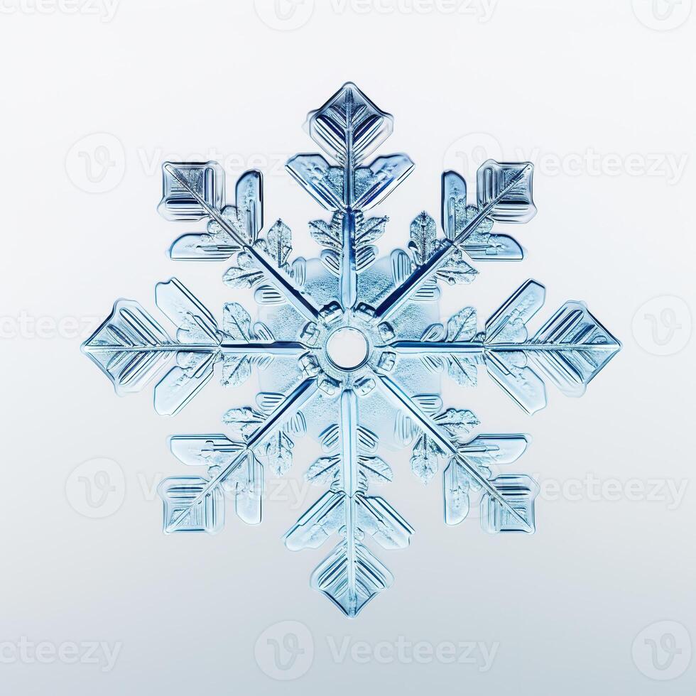 AI generated Beautiful Detailed Snowflake on White Background. Winter, Snow, Frozen photo