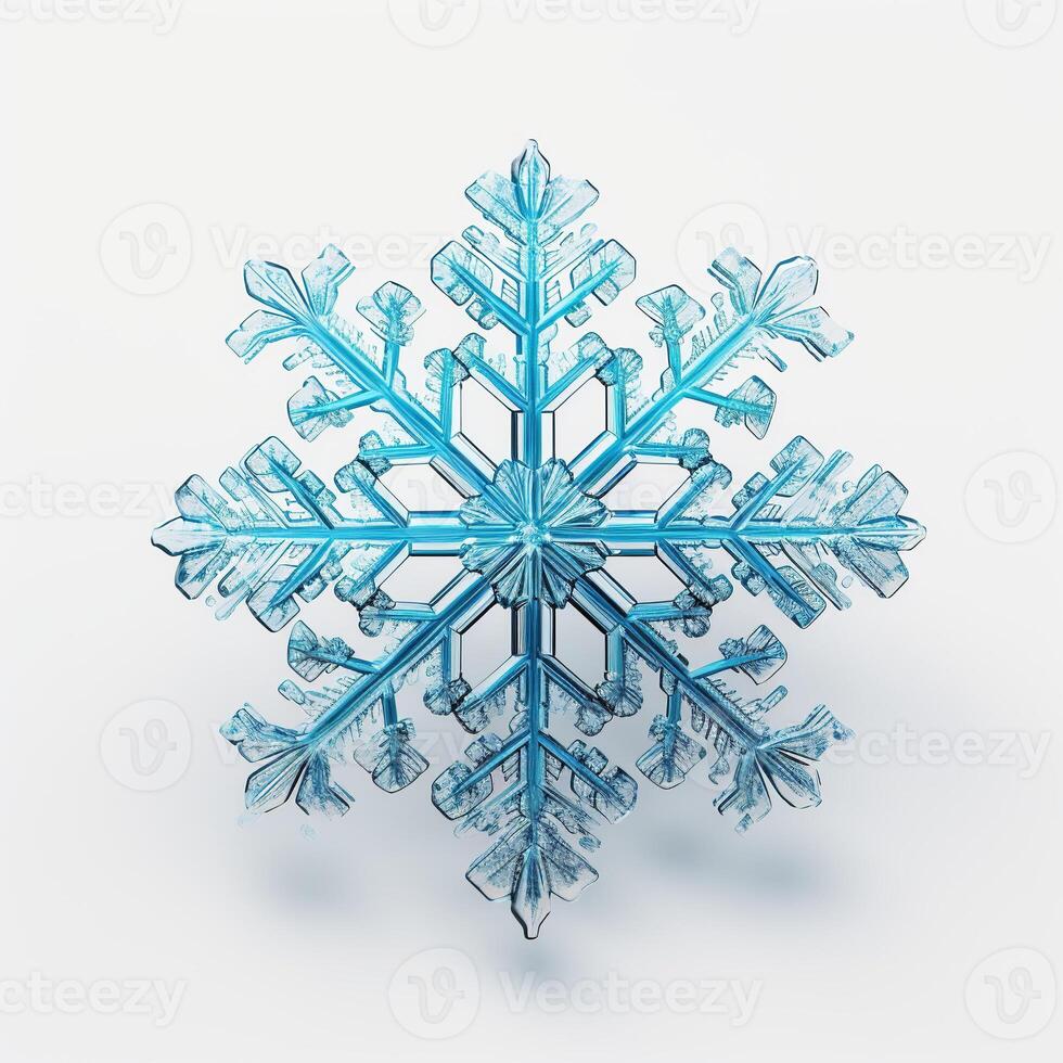 AI generated Beautiful Detailed Snowflake on White Background. Winter, Snow, Frozen photo