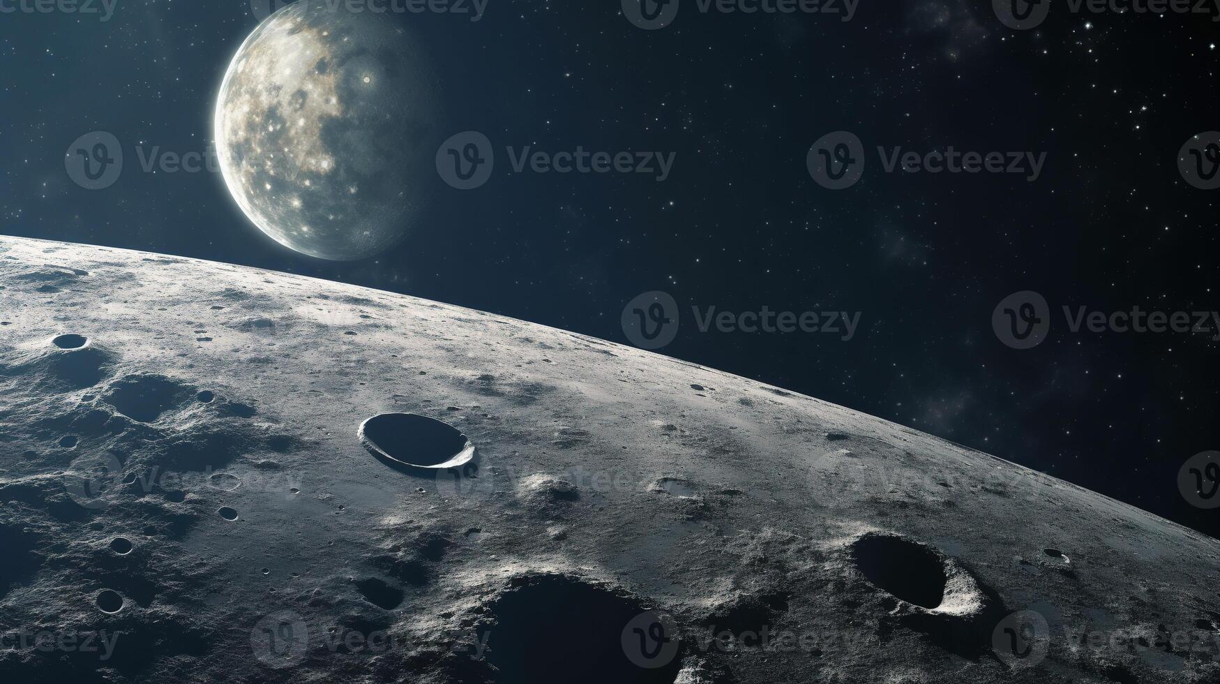 AI generated Moon in Space. Celestial, Lunar, Cosmic, Night, Astronomy, Universe, Moonlight photo