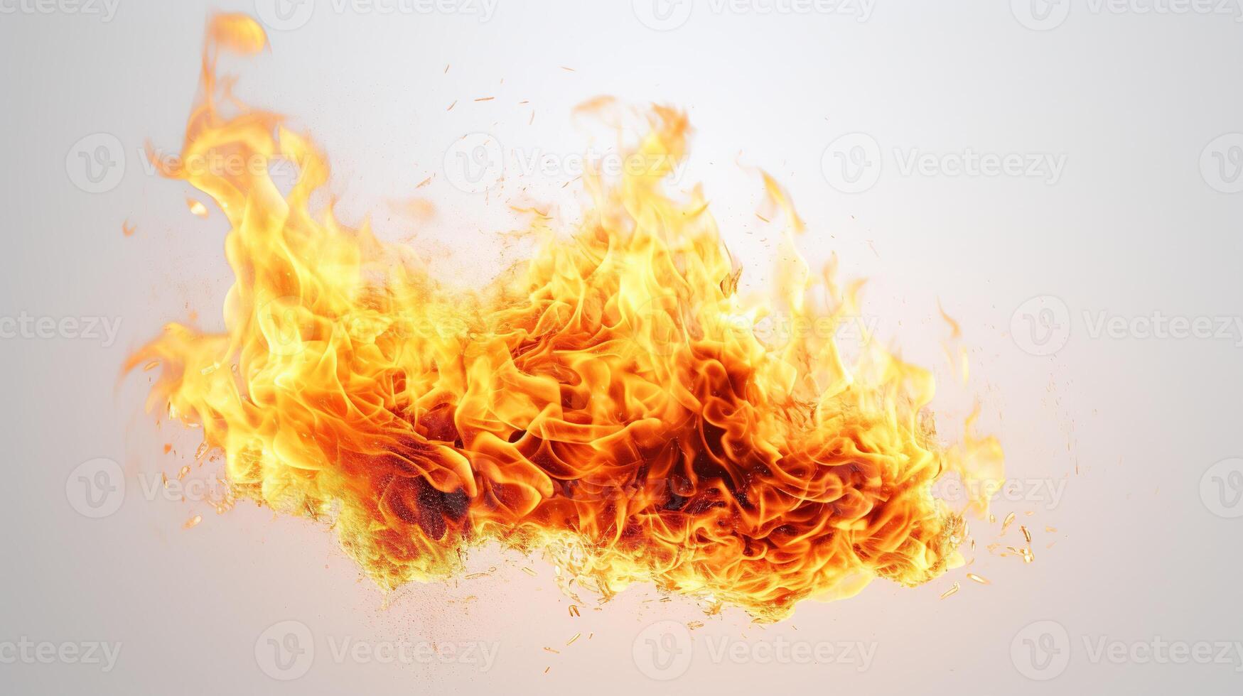 AI generated Fire on White Background. Flame, Hot, Burn, Inferno photo