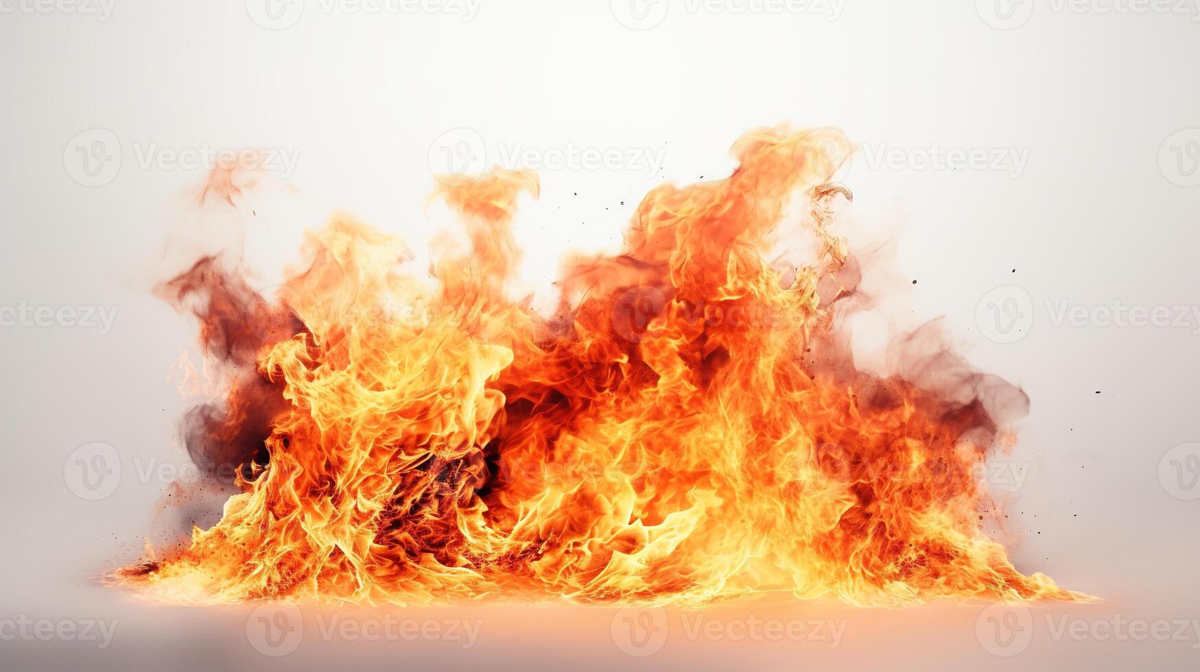 AI generated Fire on White Background. Flame, Hot, Burn, Inferno photo