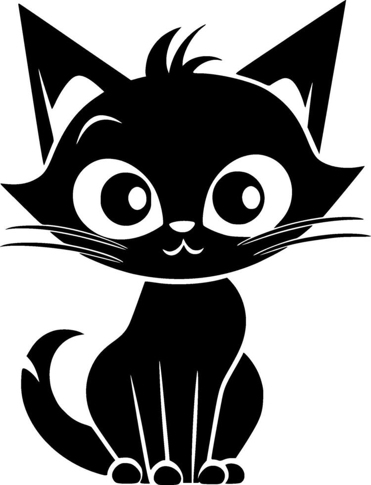 gato - negro y blanco aislado icono - vector ilustración