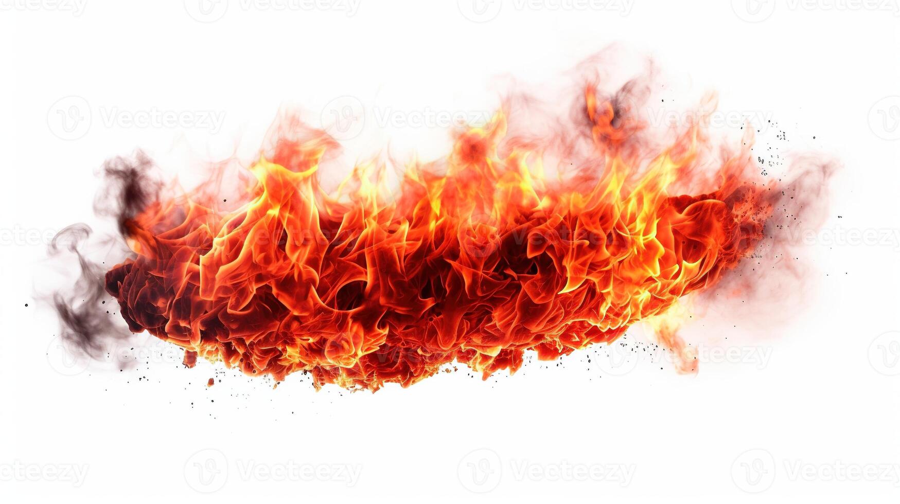 AI generated Fire on White Background. Flame, Hot, Burn, Inferno photo