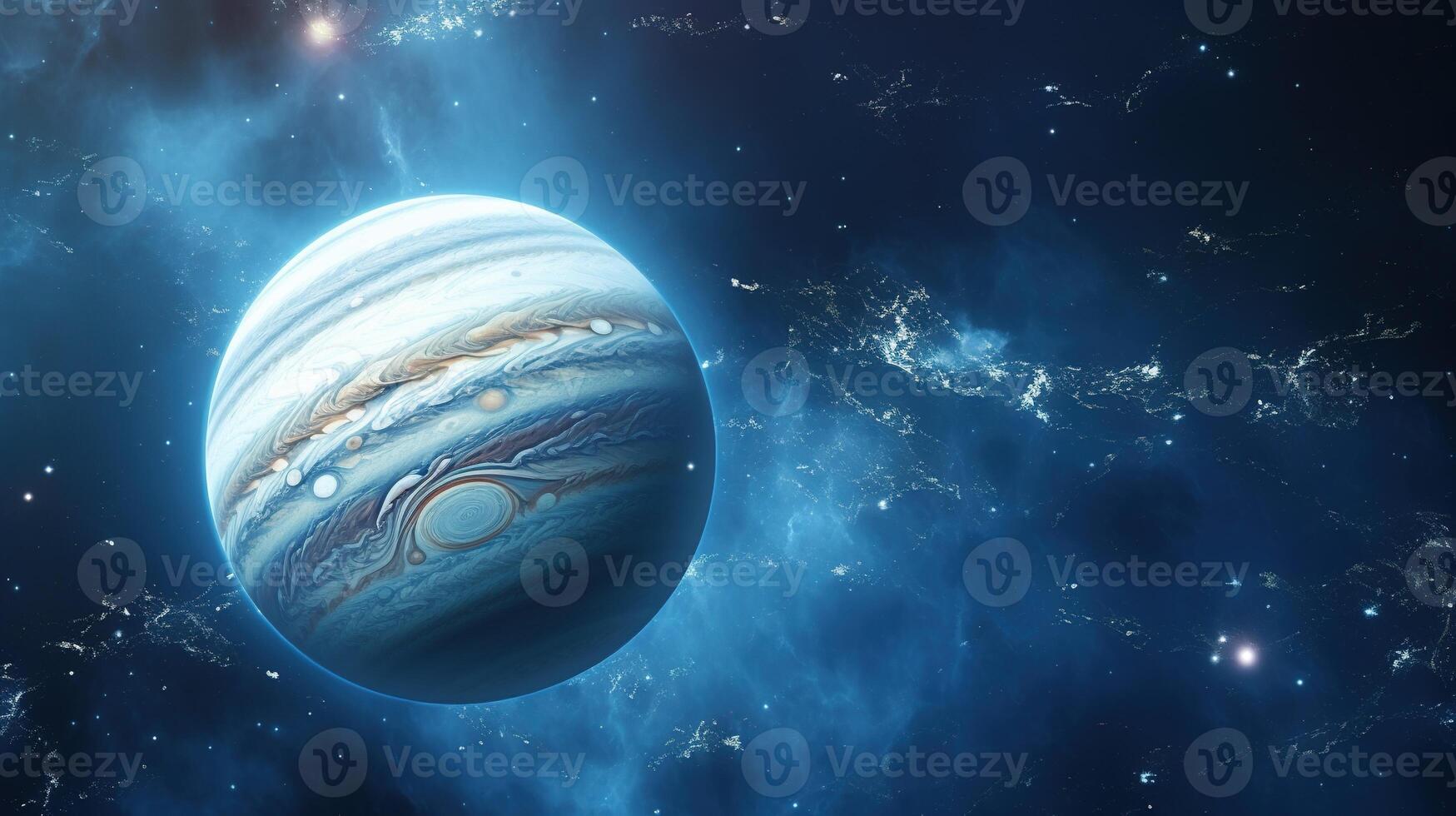 AI generated Jupiter Planet in Space. Celestial, Cosmic, Solar System, Astronomy, Universe, Galactic, Planetary photo