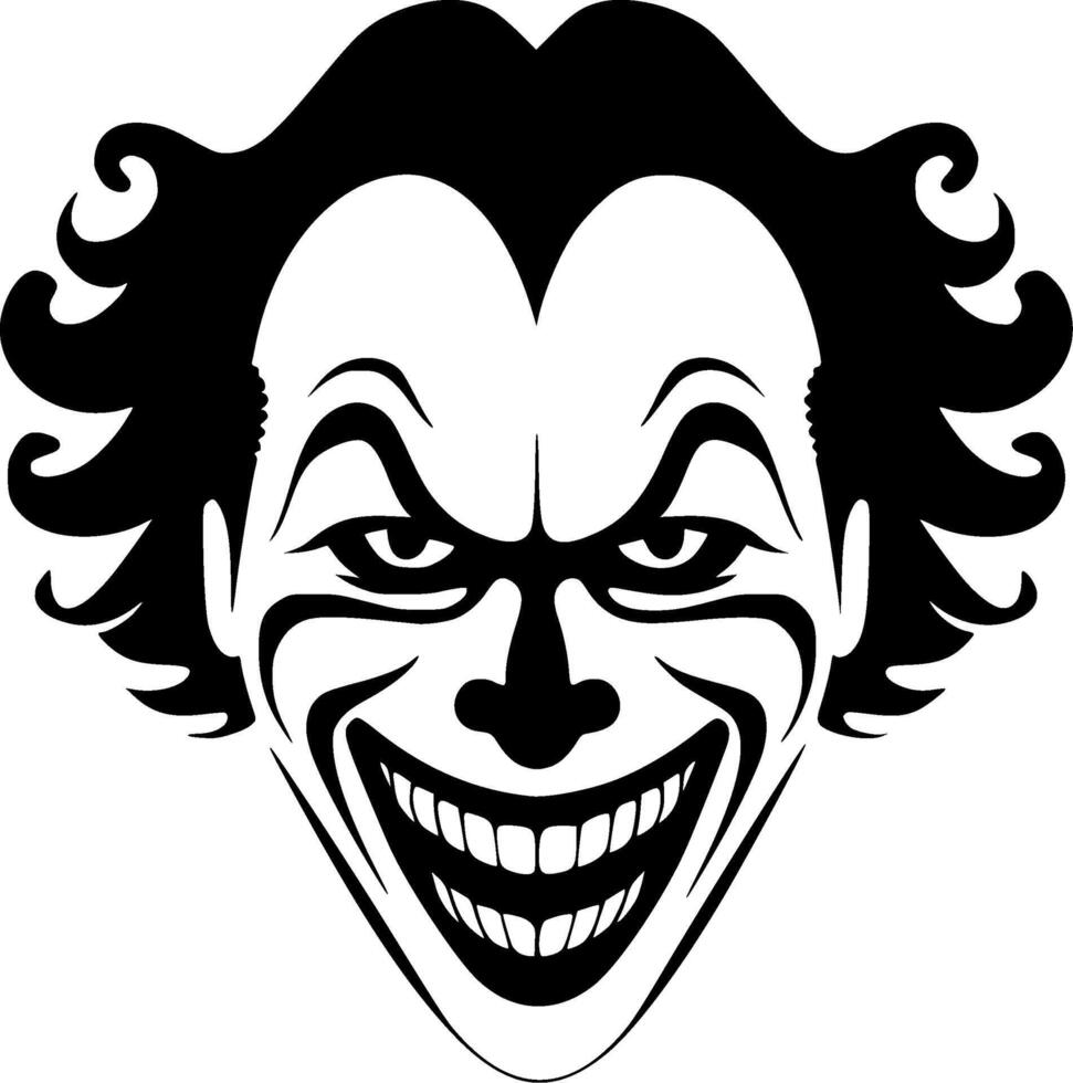 Clown, Black and White Vector illustration