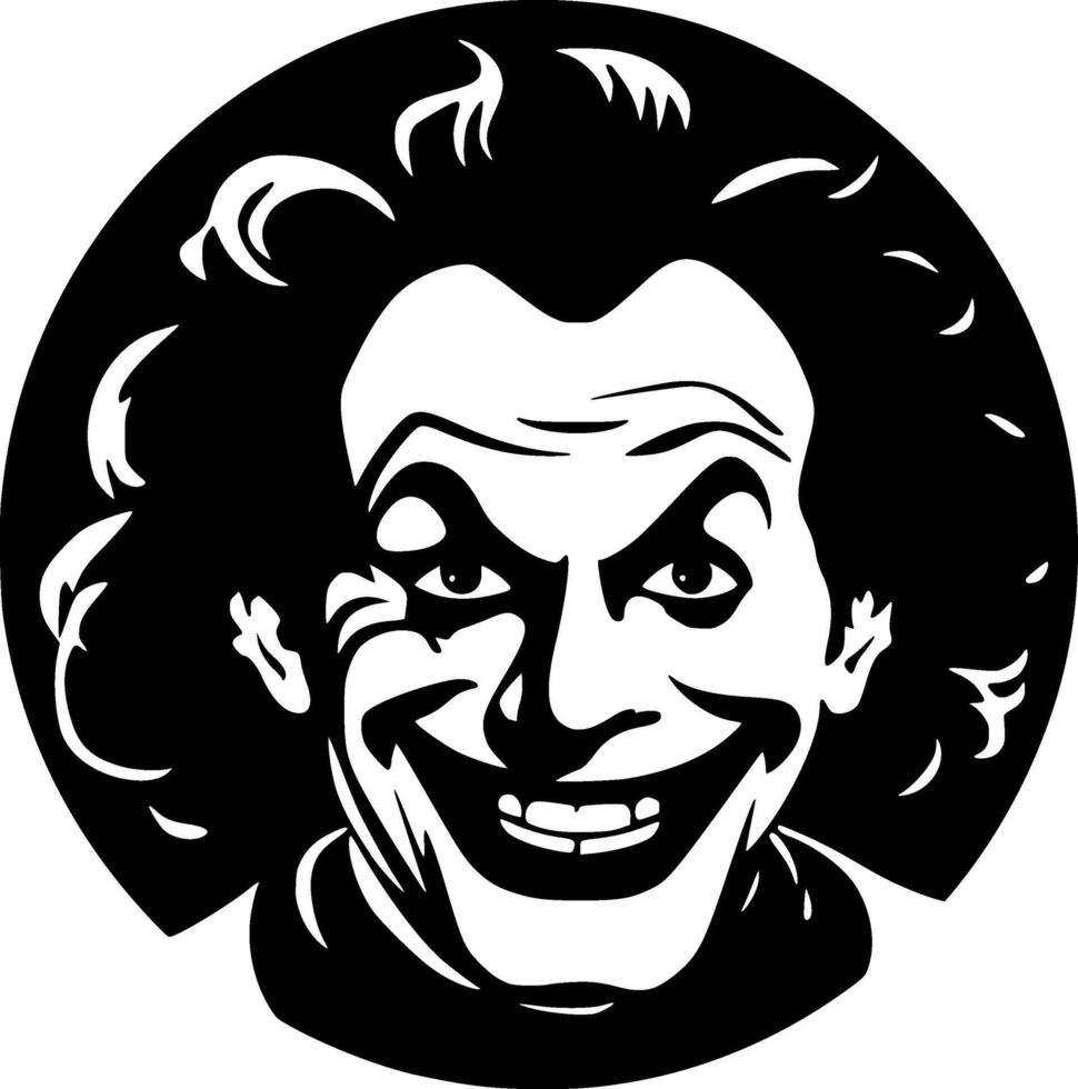 Clown, Black and White Vector illustration