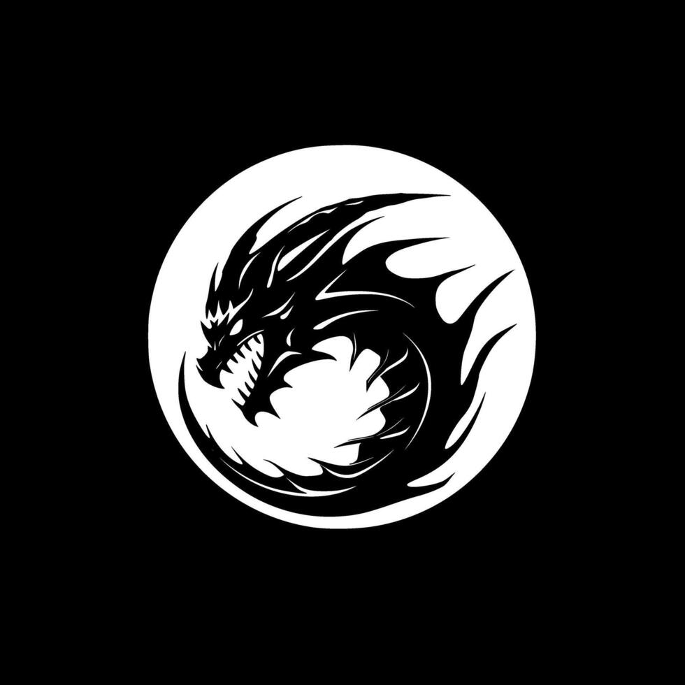 Dragon - Black and White Isolated Icon - Vector illustration