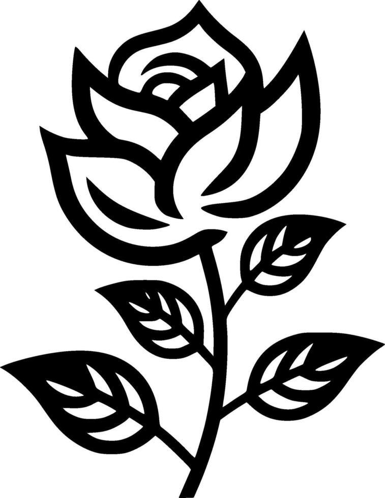 Flower - Black and White Isolated Icon - Vector illustration