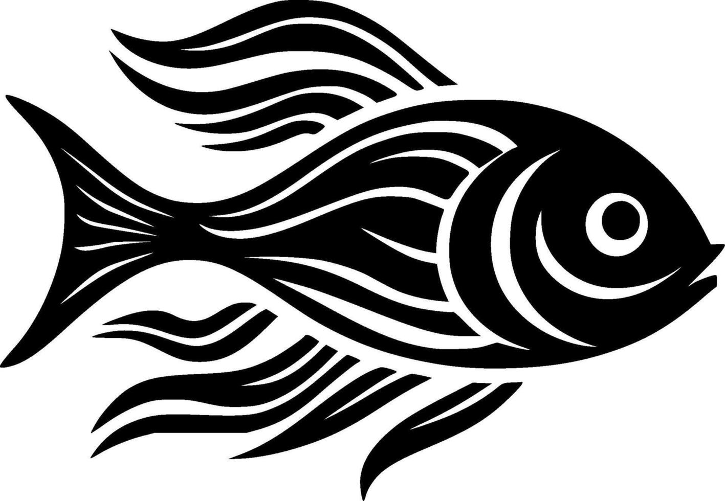 Fish, Black and White Vector illustration