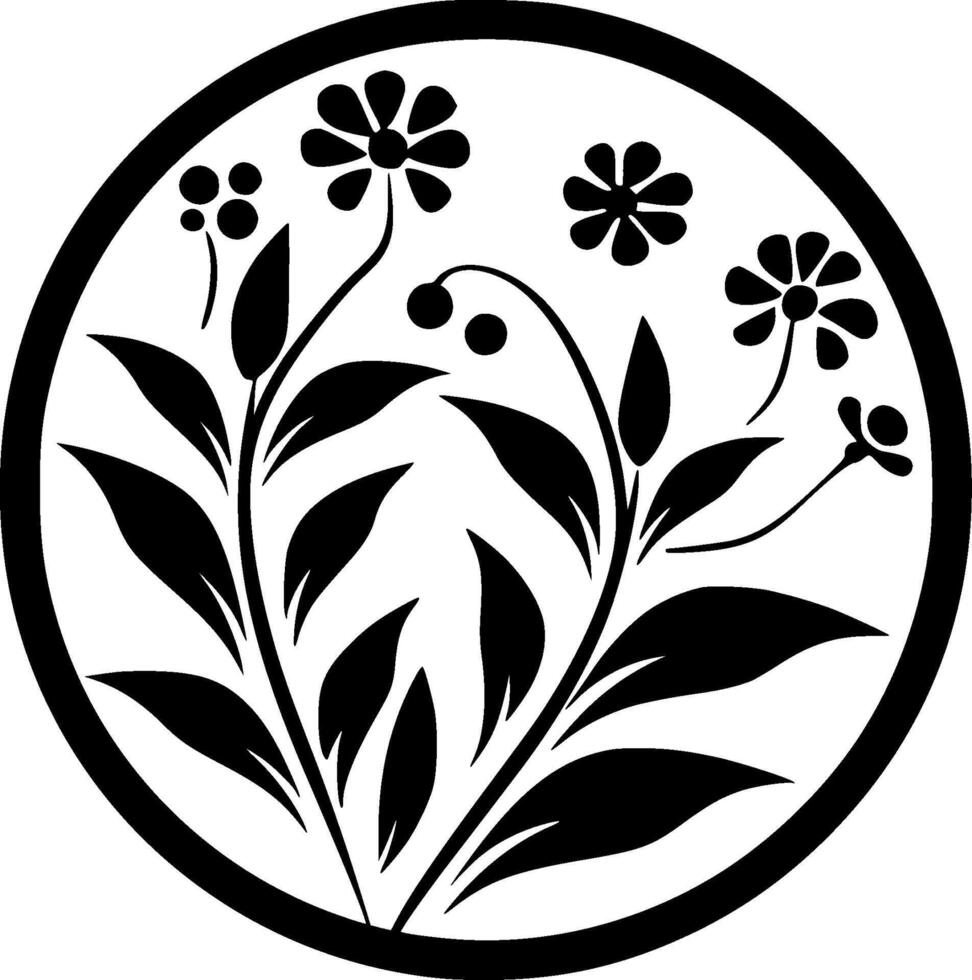 Floral, Black and White Vector illustration