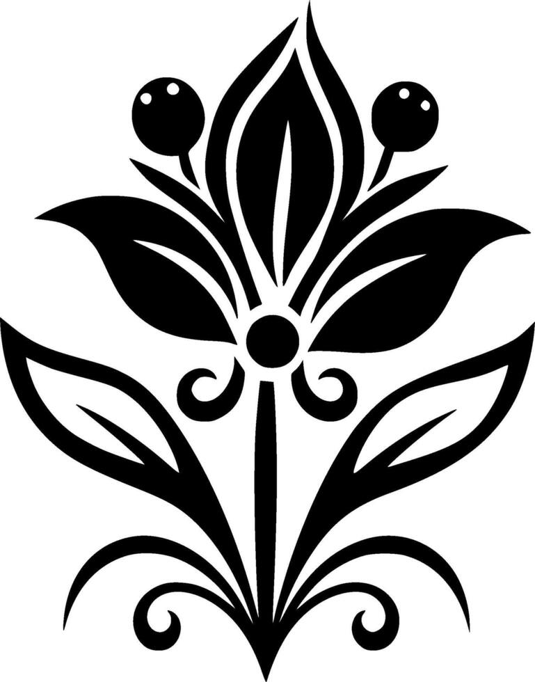 Flower - Black and White Isolated Icon - Vector illustration