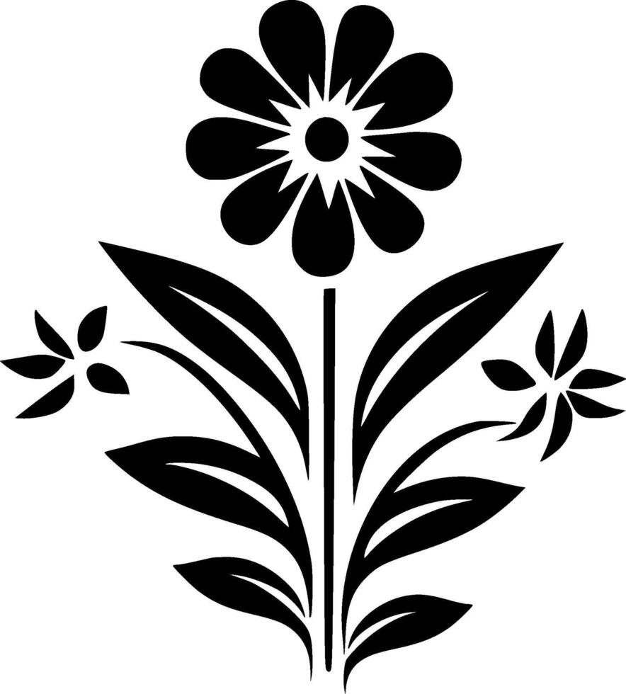 flor - negro y blanco aislado icono - vector ilustración