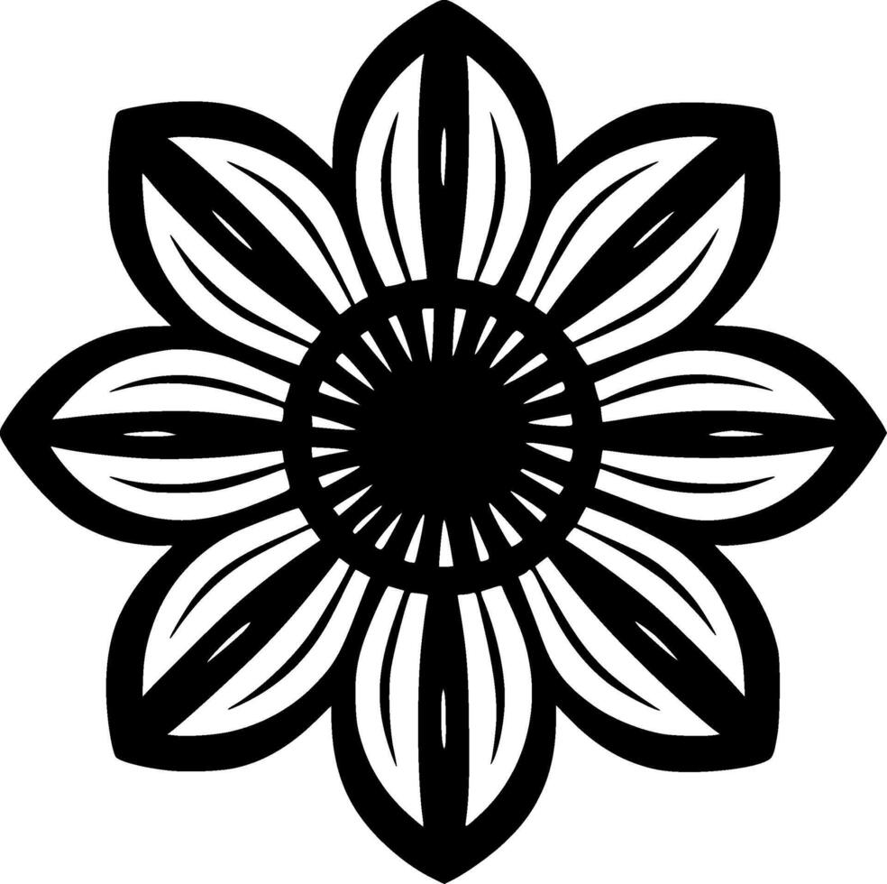 Flower - Black and White Isolated Icon - Vector illustration