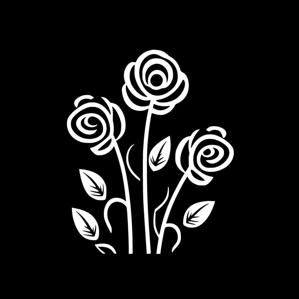 flores - negro y blanco aislado icono - vector ilustración