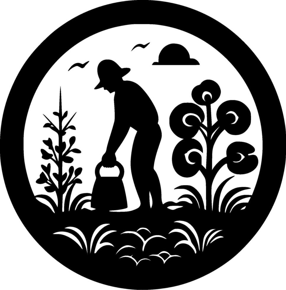 Garden, Black and White Vector illustration