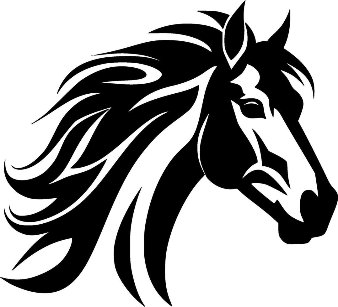 Horse, Black and White Vector illustration