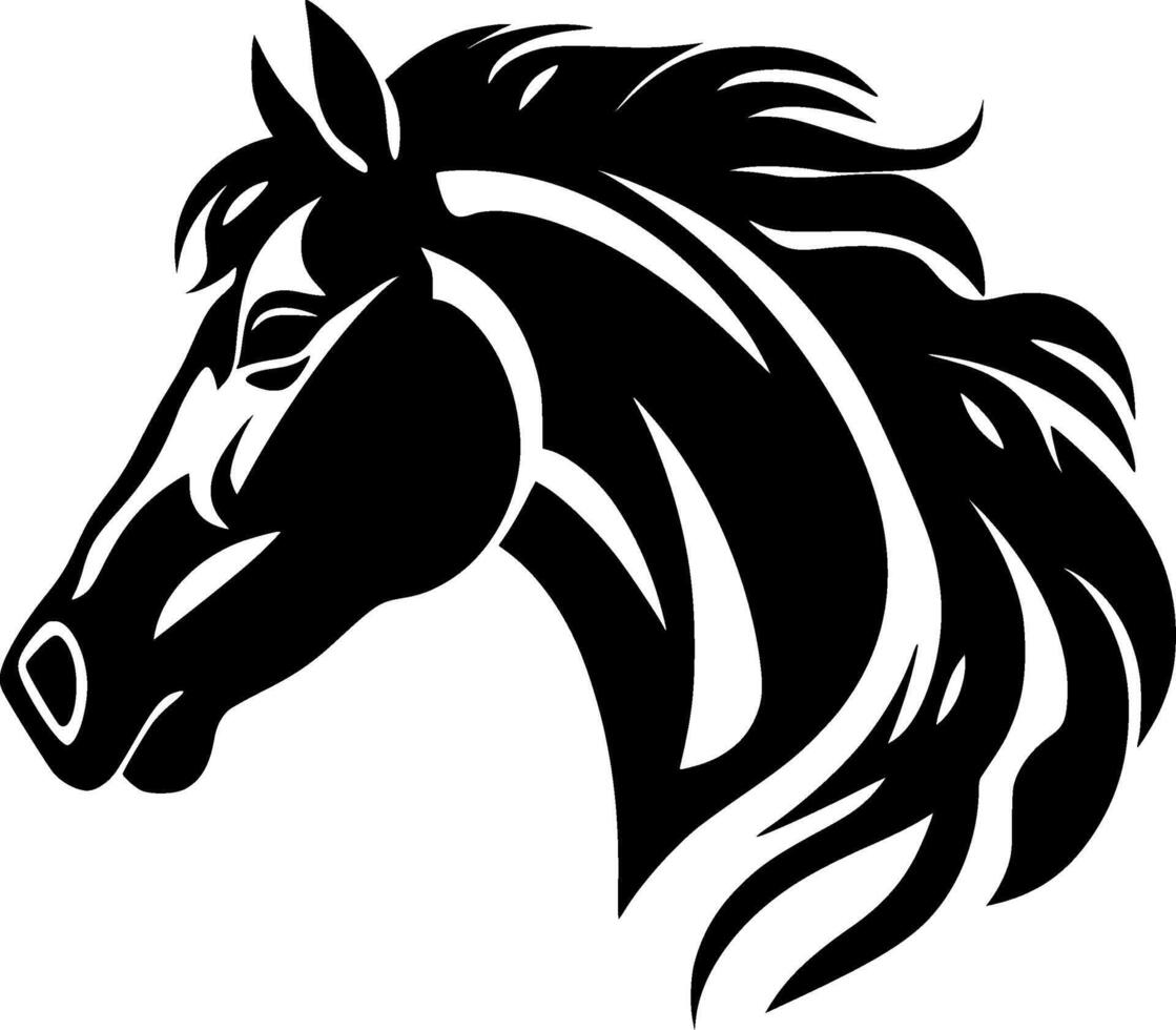 caballo - negro y blanco aislado icono - vector ilustración