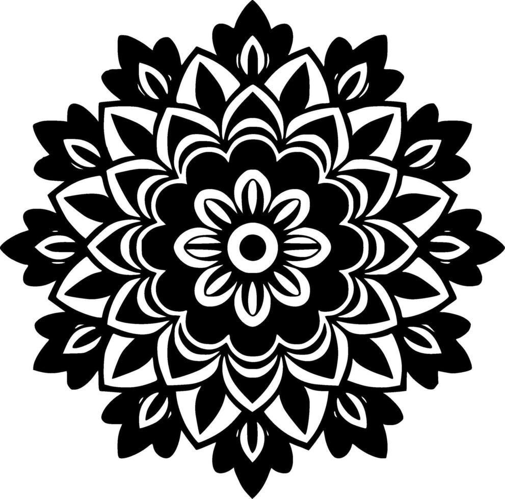 Mandala - Black and White Isolated Icon - Vector illustration