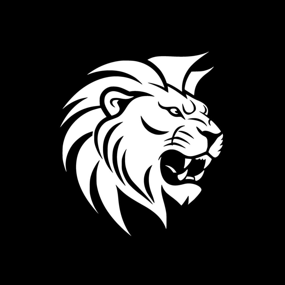 Lion - Black and White Isolated Icon - Vector illustration