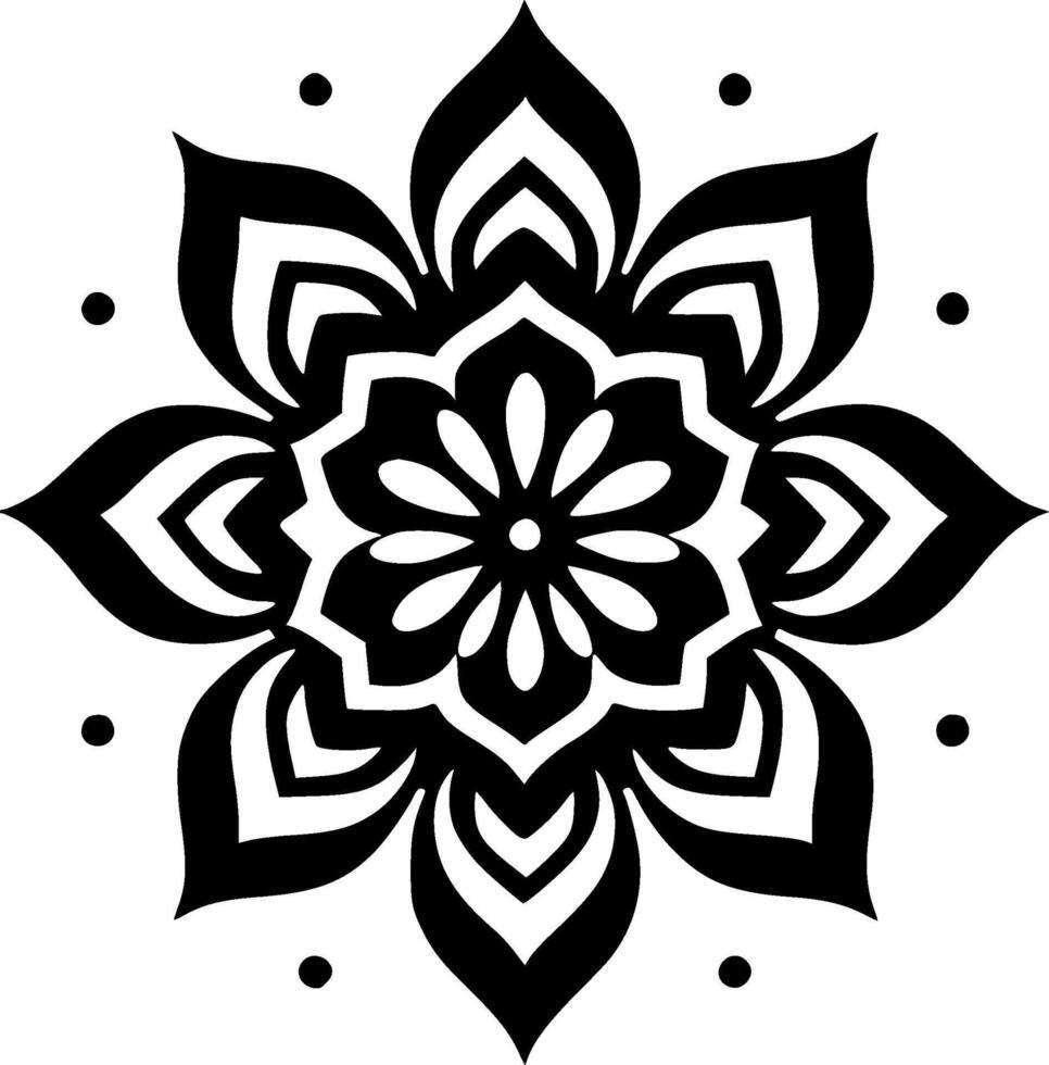 Mandala, Black and White Vector illustration