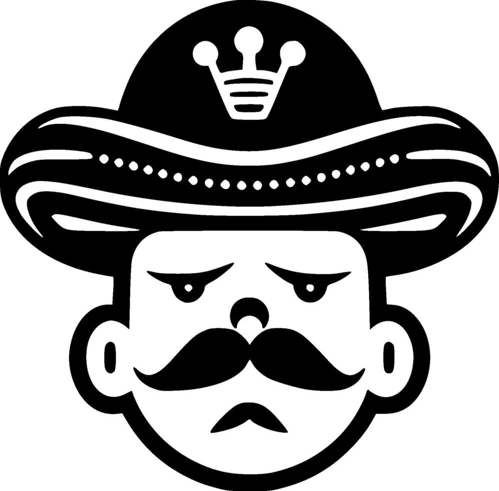 mexicano - negro y blanco aislado icono - vector ilustración