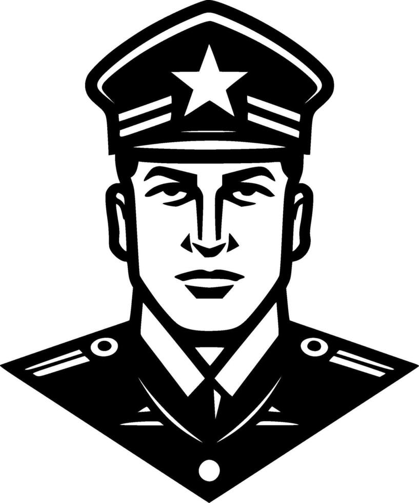 militar - negro y blanco aislado icono - vector ilustración