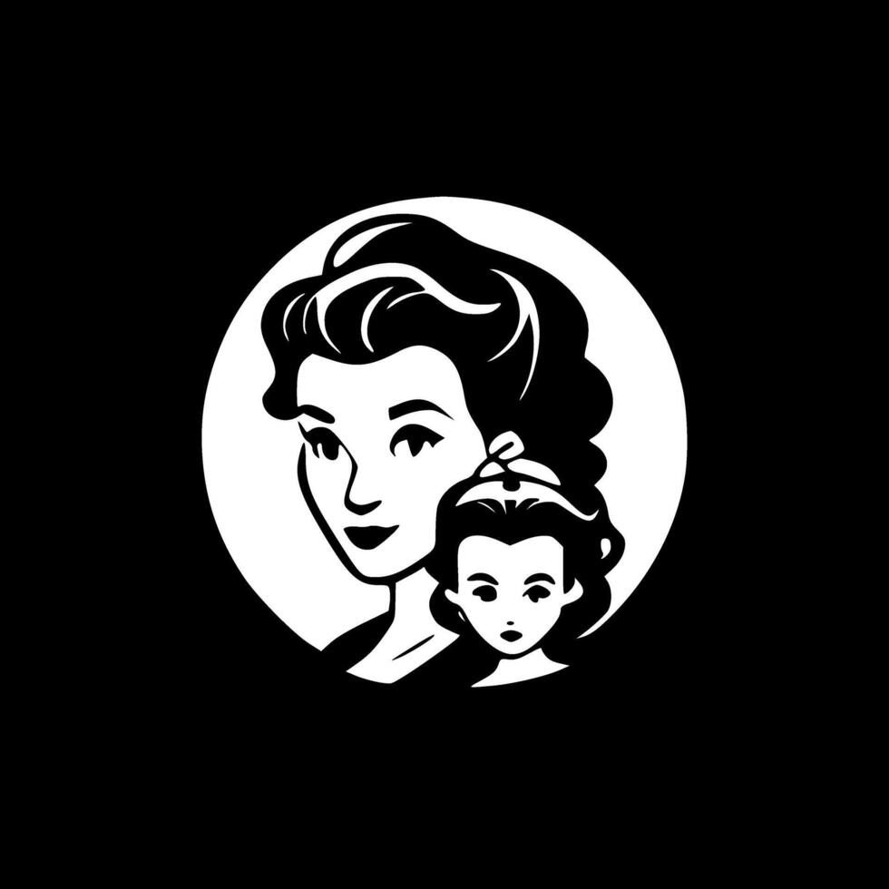 Mom - Black and White Isolated Icon - Vector illustration